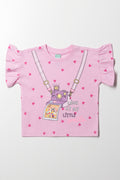 Frill Sleeve T-Shirt Pink