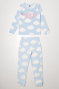 Head In The Cloud Fleece Pyjama Set Blue