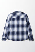 Long Sleeve Check Flannel Shirt Blue (2)