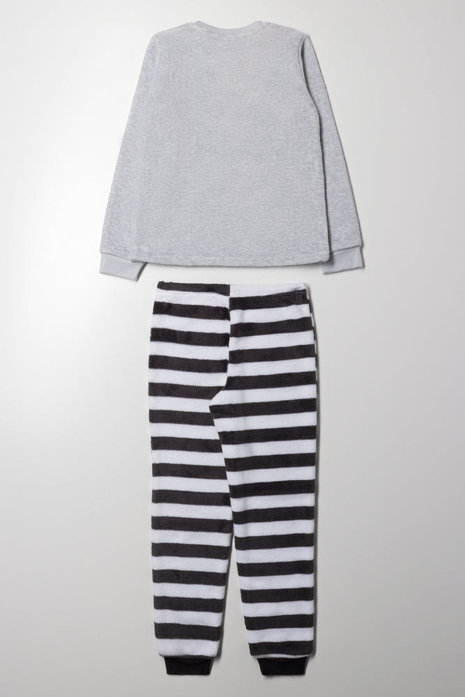 Five More Minutes Fleece Pyjama Set Grey (3)