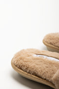 Fur Trim Closed Slippers Natural (3)