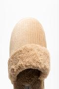 Fur Trim Closed Slippers Natural (4)