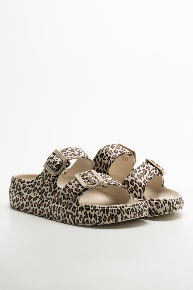 Animal Double Buckle Slides Natural