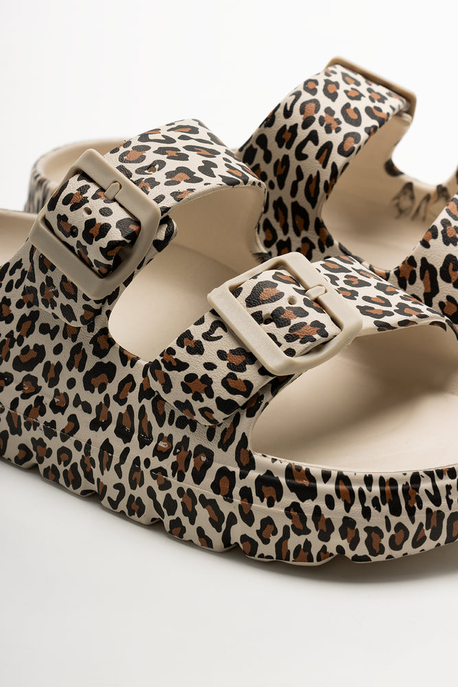 Animal Double Buckle Slides Natural (2)