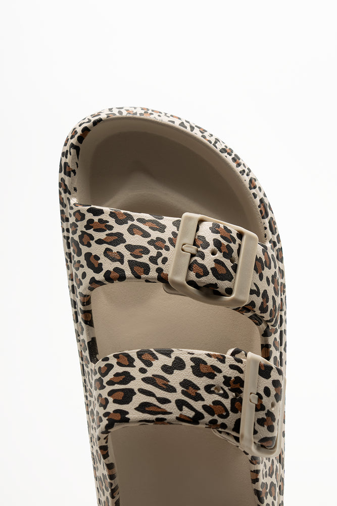 Animal Double Buckle Slides Natural (4)