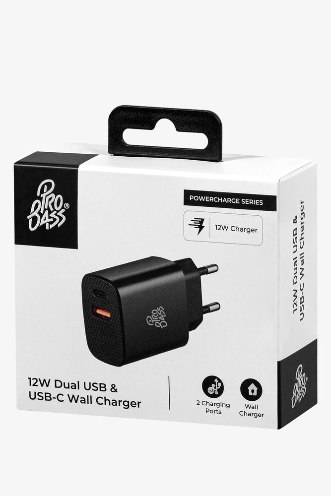 Pro Bass 12W Dual USB  & Type C Wall Charger