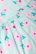 Floral Flutter Sleeve Dress Blue (1)