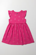 Bow Flutter Sleeve Dress Pink