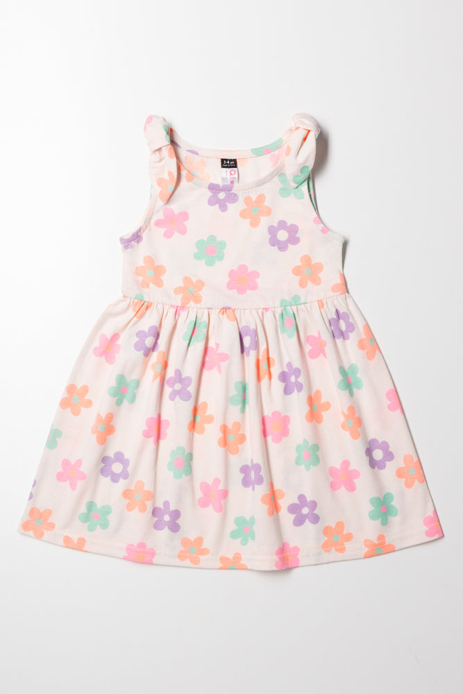 Floral Sleeveless Dress Light Pink
