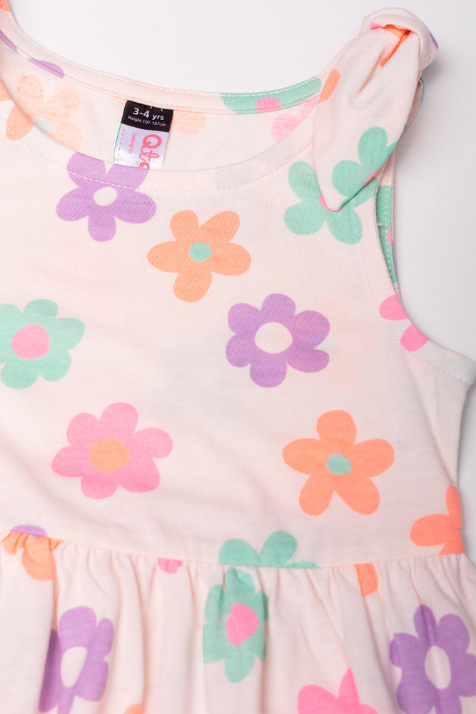 Floral Sleeveless Dress Light Pink