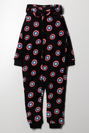 Captain America Fleece Onesie Black