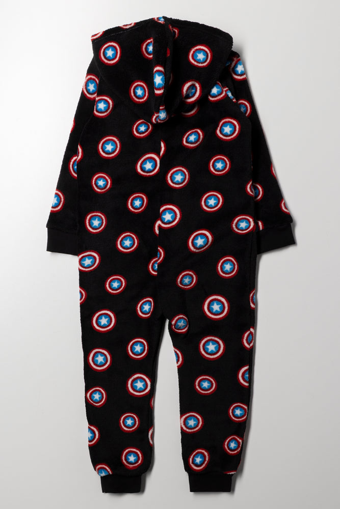 Captain America Fleece Onesie Black (2)