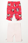 Minnie Mouse And Friends 2 Pack Cropped Leggings Red And Light Pink