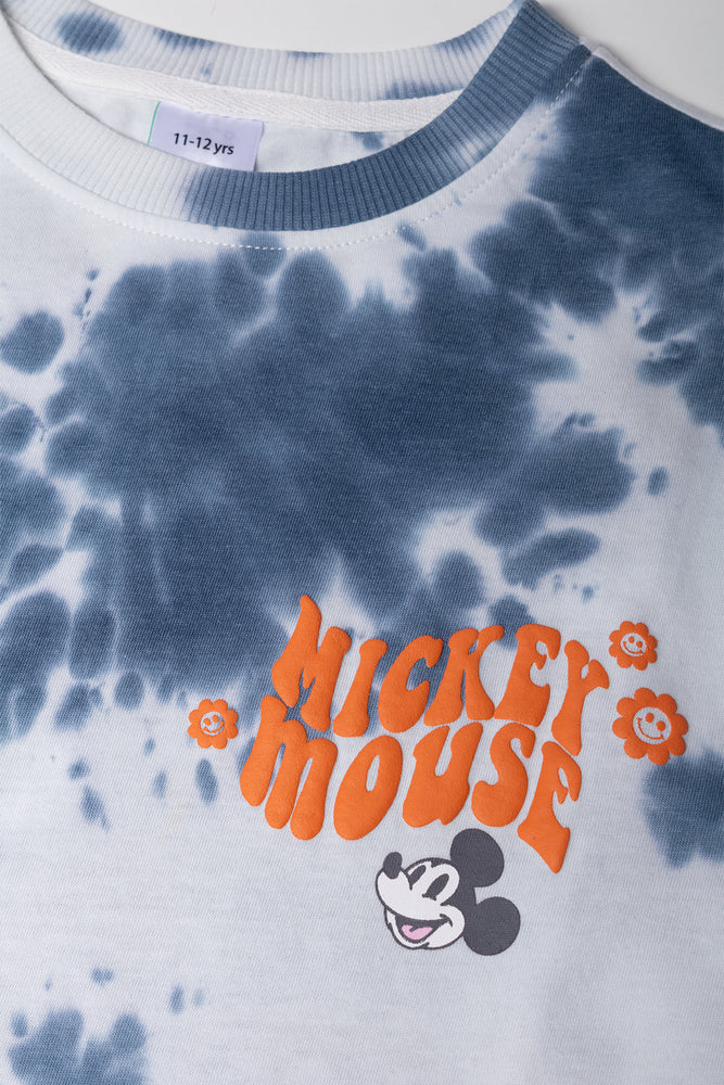 Mickey Mouse Oversized Tie Dye T-Shirt Blue
