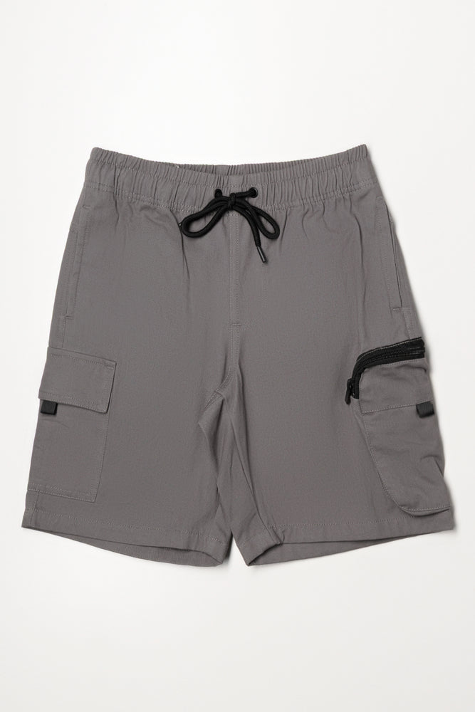 Zip Pocket Cargo Shorts Grey