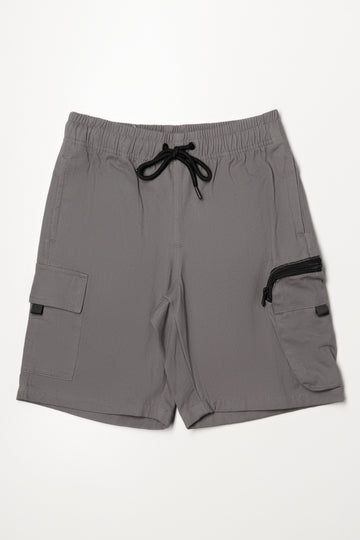 Zip Pocket Cargo Shorts Grey