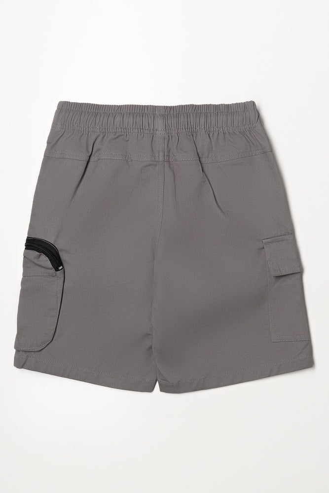 Zip Pocket Cargo Shorts Grey (2)