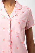 Spotty Button Through Pyjama Set Pink (3)