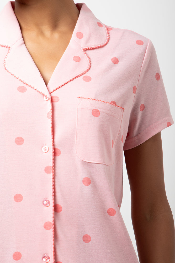 Spotty Button Through Pyjama Set Pink (3)