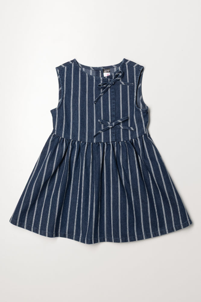 Denim Bow Dress Blue