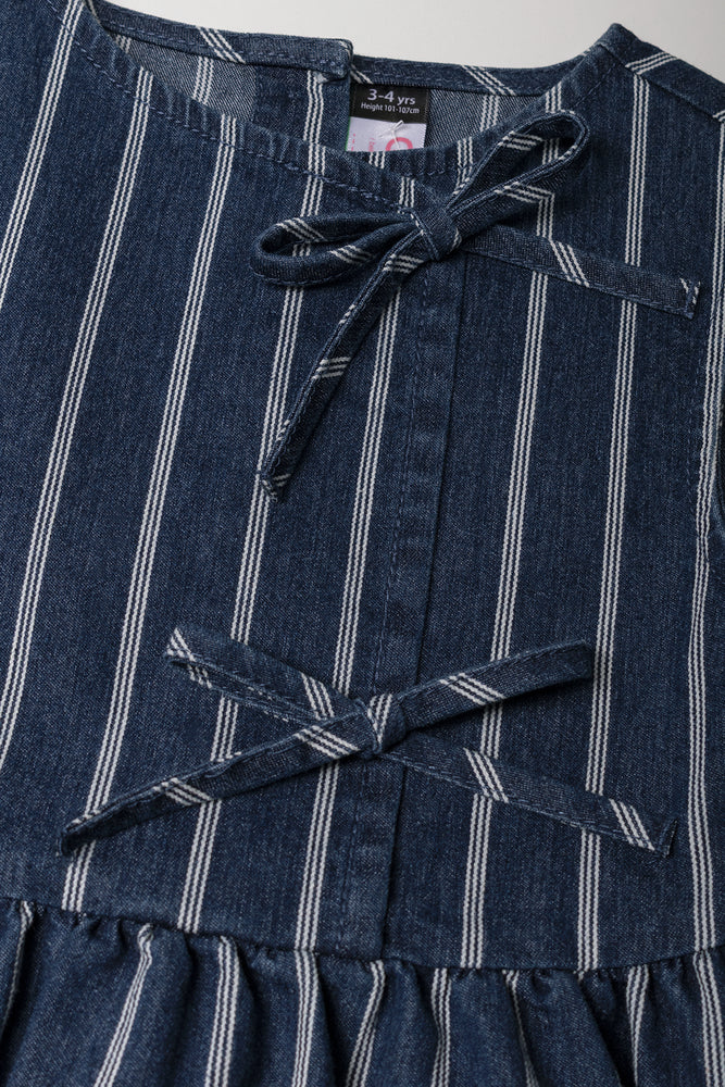 Denim Bow Dress Blue