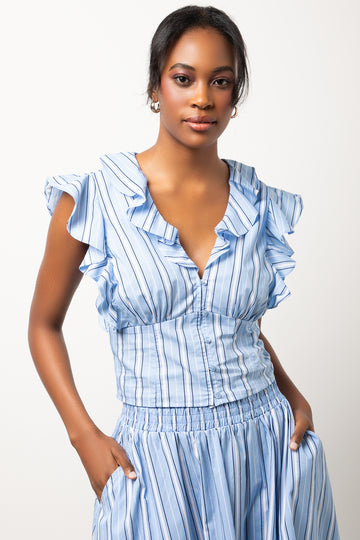 Stripe Sleeveless Top Blue