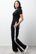 Wideleg Joggers With Side Poppers Black