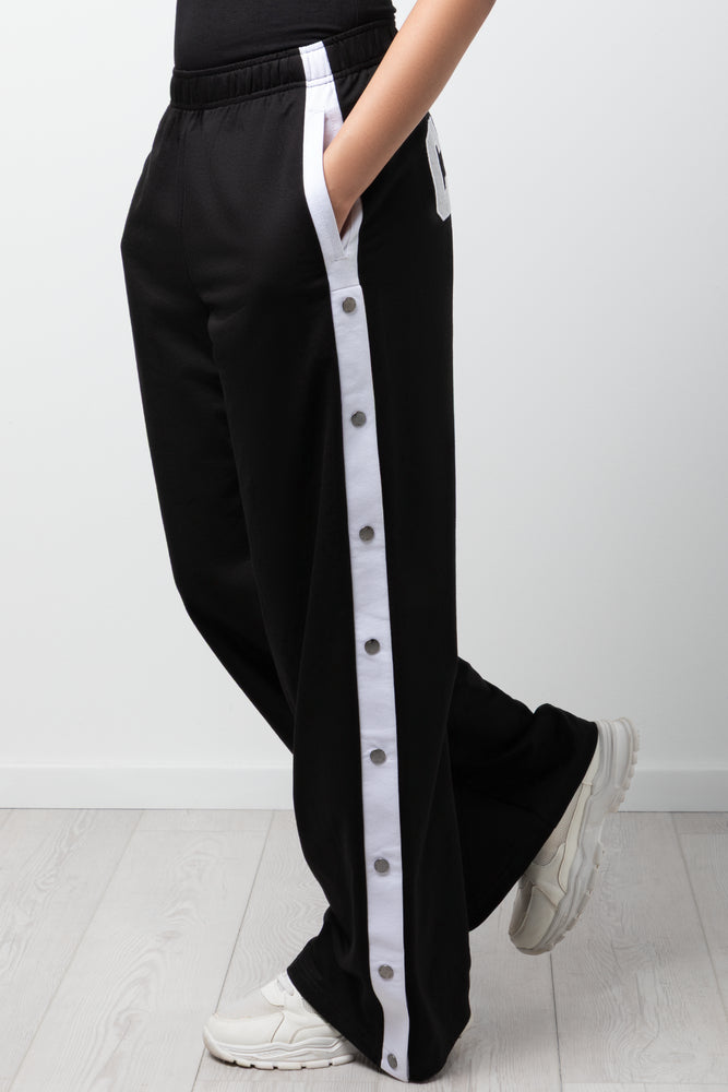 Wideleg Joggers With Side Poppers Black
