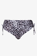Leopard Side Ruched High Leg Bikini Bottom Cream