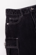 Cargo Denim Skirt Black (1)