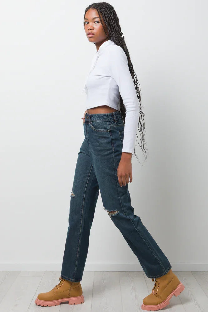 Long Sleeve Rib Top With Hood White (1)