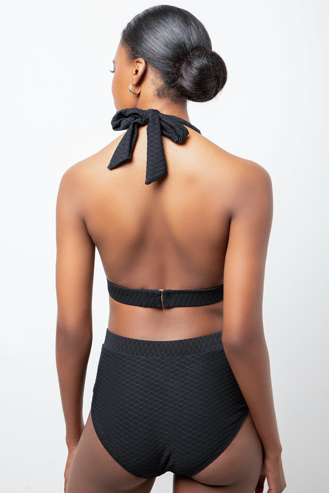 Halter Neck Bikini Top Black (2)