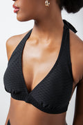 Halter Neck Bikini Top Black (3)