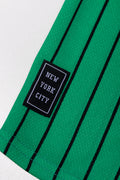 Baseball Stripe Button Through T-Shirt Green (2)