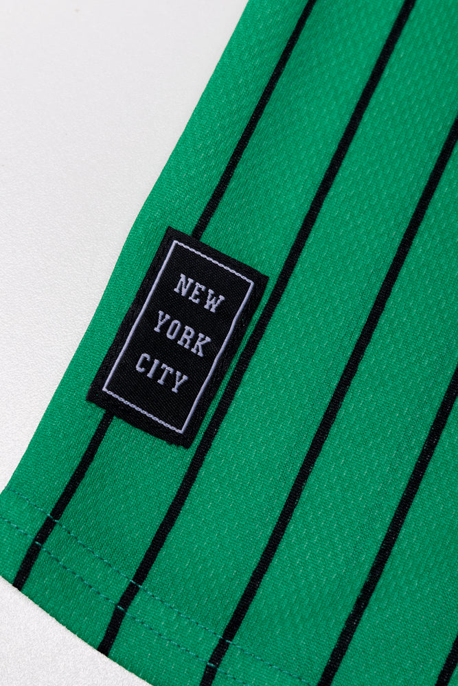 Baseball Stripe Button Through T-Shirt Green (2)