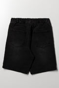 Pull On Denim Shorts Black (2)