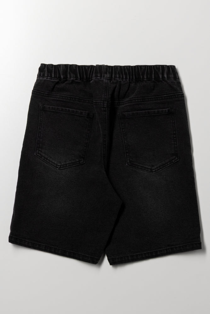 Pull On Denim Shorts Black (2)