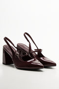 Sling Back Block Heel Burgundy