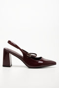 Sling Back Block Heel Burgundy (1)