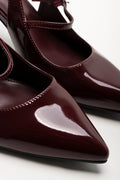 Sling Back Block Heel Burgundy (2)