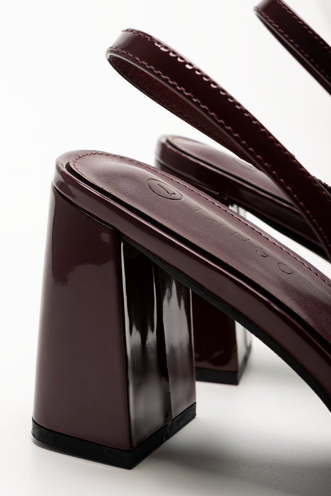Sling Back Block Heel Burgundy (3)