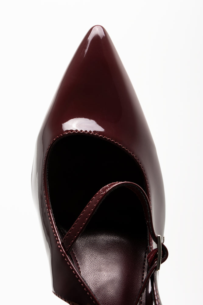 Sling Back Block Heel Burgundy (4)