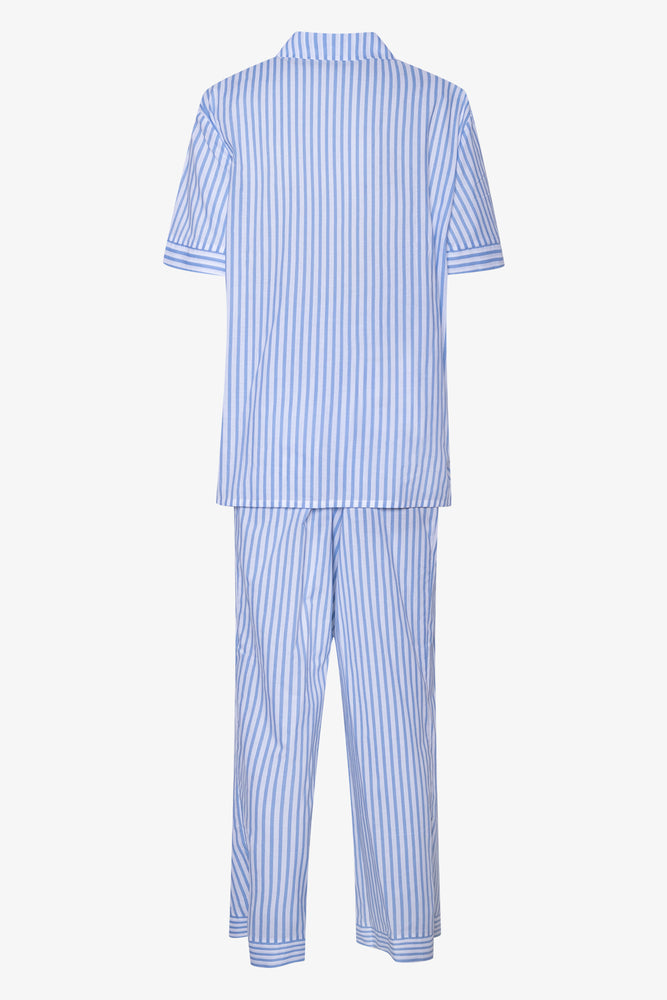 Short Sleeve Button Through Pyjama Set Blue