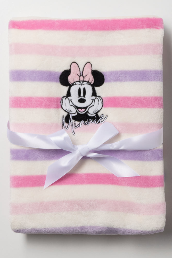 Minnie Mouse Stripe Blanket Pink
