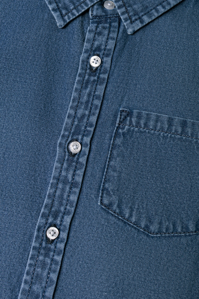 Short Sleeve Denim Shirt Blue