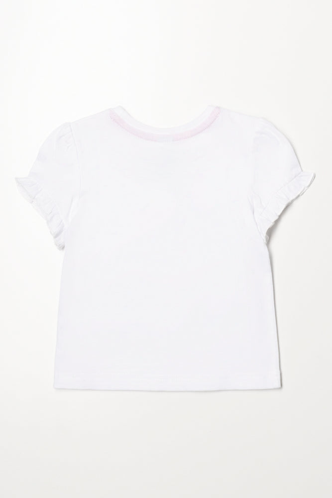 Frill Sleeve T-Shirt White (2)