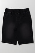 Basic Denim Pull On Shorts Black