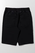 Basic Denim Pull On Shorts Black (2)