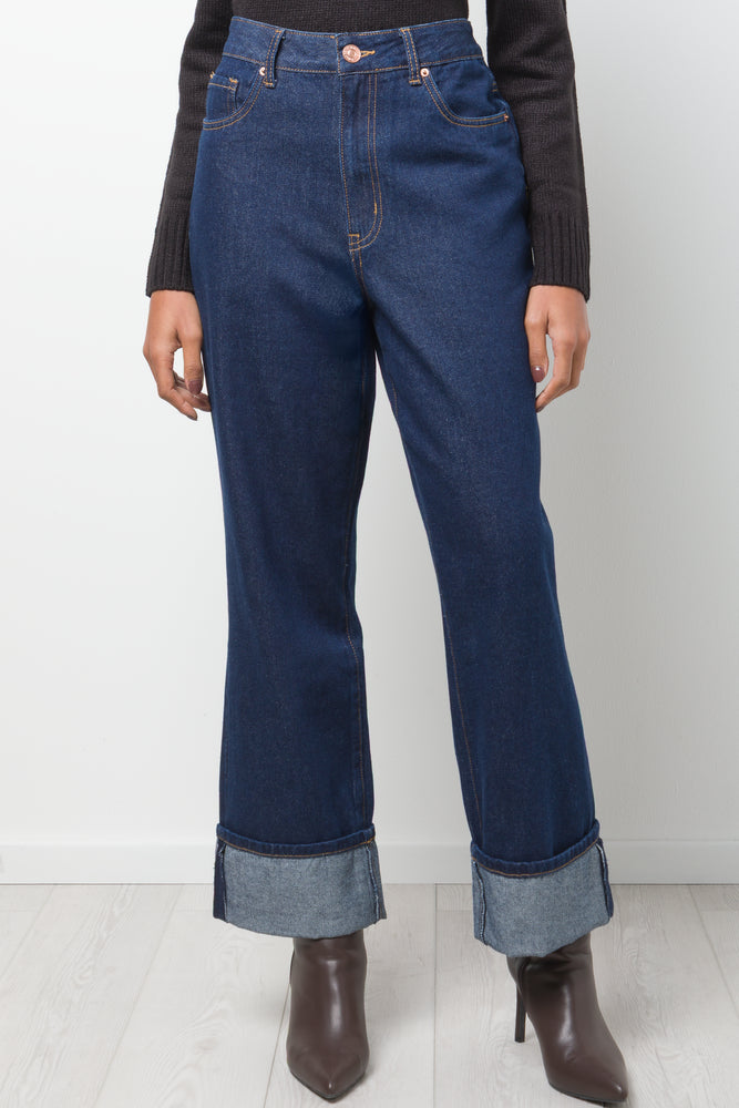 Turn Up Hem Denim Jean Blue (1)