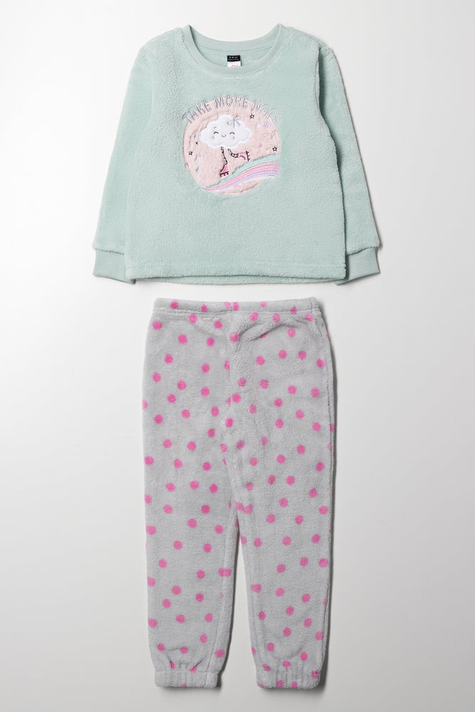 Take More Naps Pyjama Set Light Green And Grey